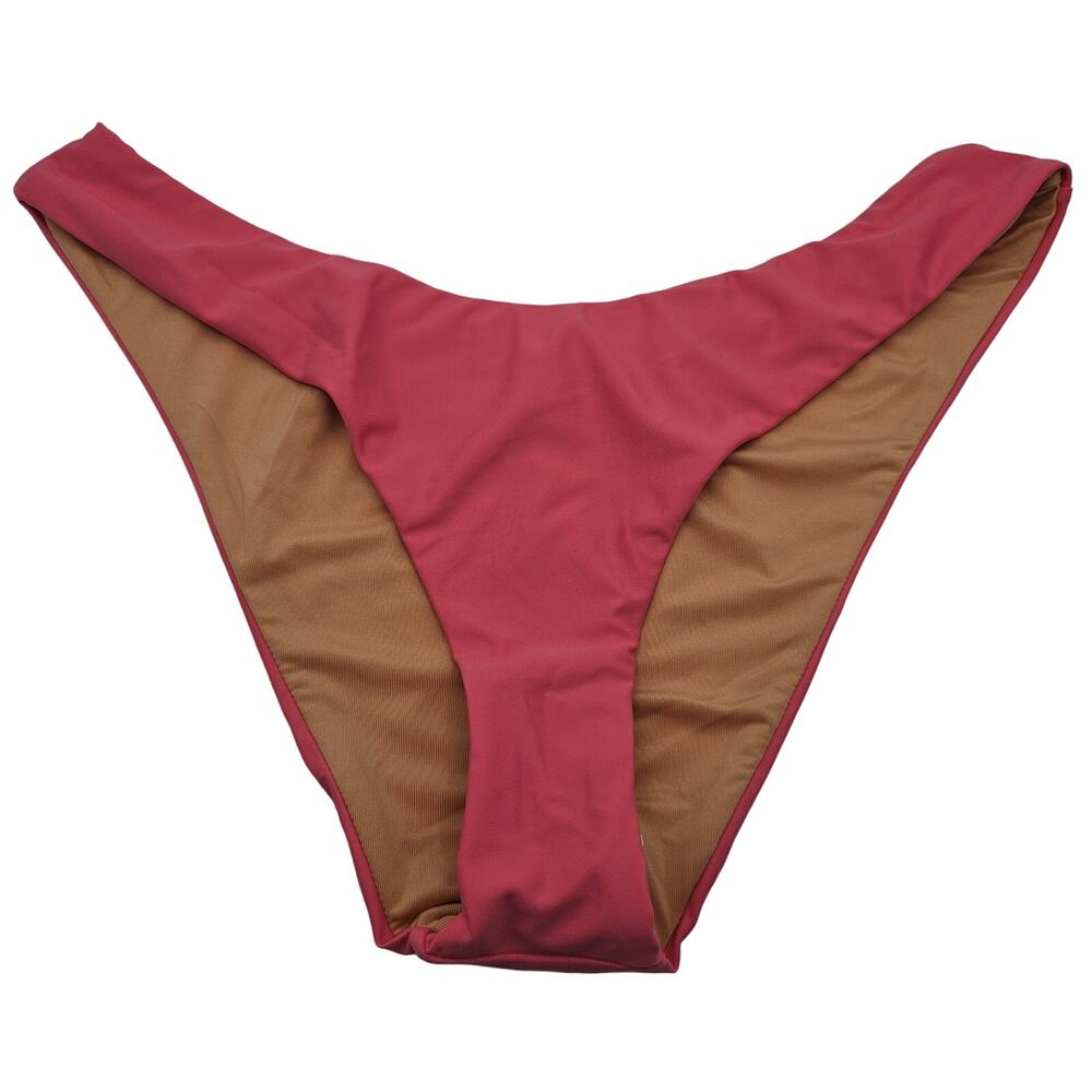 J, Crew Woman size M Curved Waist Cheeky Bikini Bottom in Pink Cheeky NEW